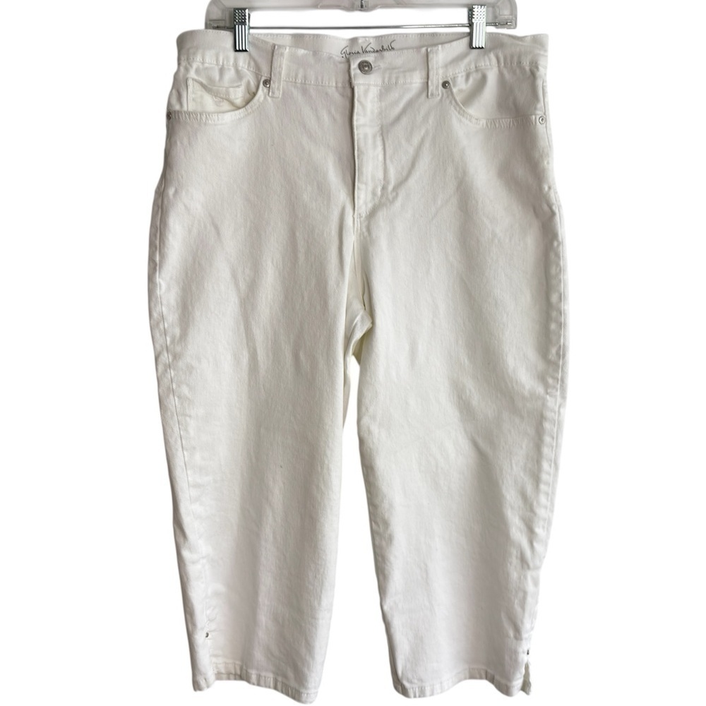 Gloria Vanderbilt Amanda White Capri Pants Sz 14 Comfort Stretch Denim Slimming